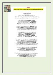 English Worksheet: Song activity 