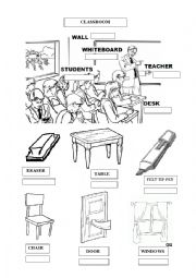 English Worksheet: CLASSROOM