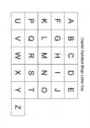 English Worksheet: Alphabet Bingo