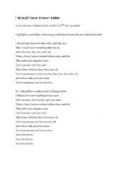 English Worksheet: should have/could have song