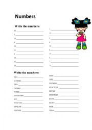 English Worksheet: Numbers