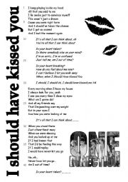 English Worksheet: I shouldve kissed you, song by one direction, 2 pages