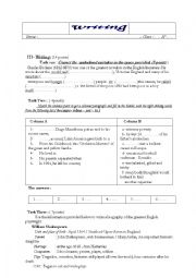English Worksheet: writing exerciese :proof reading.matching exercise and writing a biography of a famous playwright 