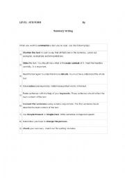 English Worksheet: summary writing 