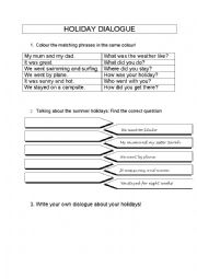 English Worksheet: Holiday dialogues