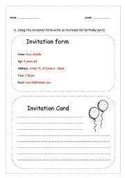English Worksheet: Invitation form