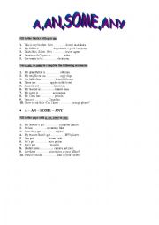 English Worksheet: a,an,some,any