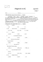 English Worksheet: Diagnostic Test