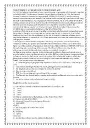 English Worksheet: The Internet (reading)