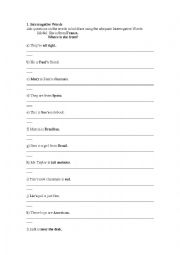 English Worksheet: interrogative pronouns exercise