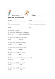 English Worksheet: How many...?