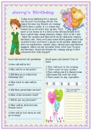 English Worksheet: jerrys birthday