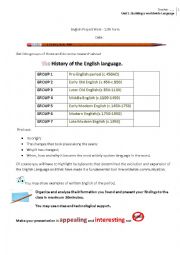 English Worksheet: Project Work - History of the English Language