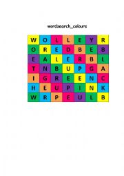 English Worksheet: colours-wordsearch