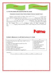 English Worksheet: talking about fame 