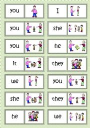 English Worksheet: Subject pronouns DOMINO