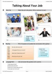 English Worksheet: Talking about your job