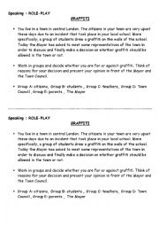 English Worksheet: Role Play: Graffiti