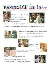 English Worksheet: Simple present Monster in law Movie - video session