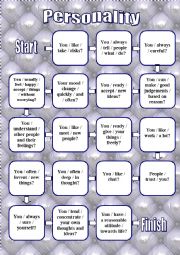 English Worksheet: Personality Board Game