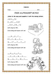 English Worksheet: the alphabet song