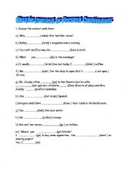 English Worksheet: present simple & continuous