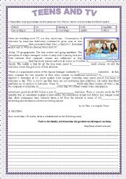 English Worksheet: TEENS AND TV