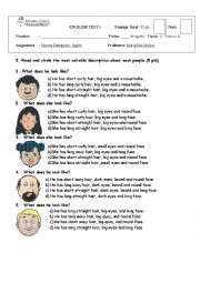 English Worksheet: Describing Peoples Face