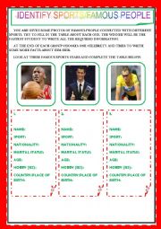 English Worksheet: IDENTIFY SPORTS / FAMOUS PEOPLE