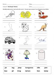 English Worksheet: PHONICS J-L