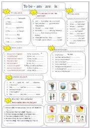 English Worksheet: TO BE (Positive/negative/interrogative) Adjectives+Pictures