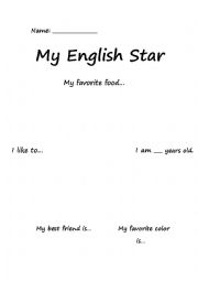 English Worksheet: My English Star