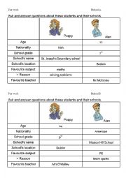 English Worksheet: Pair work: at school