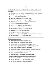 English Worksheet: Present Simple and present progressive