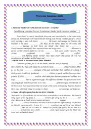 English Worksheet: a set of language tasks dealing with sharing roles within the family and generation gap