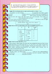 English Worksheet: a set of language tasks dealing with tourism in tunisia,friendship and a narrow escape 