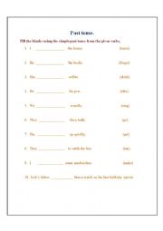 English Worksheet: past tense