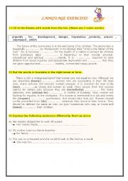 English Worksheet: language exercises