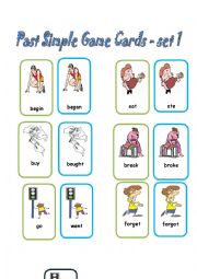 English Worksheet: Past Simple - Game Cards/set 1