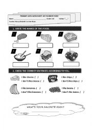 English Worksheet: MY FAVOURITE FOOD