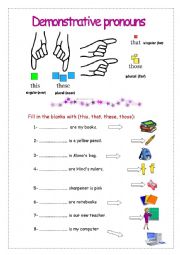 English Worksheet: demonstrative pronouns