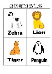 English Worksheet: --- 12 Cute Animals Flashcards ---