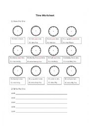 time worksheet for beginner