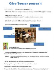 English Worksheet: Glee teaser