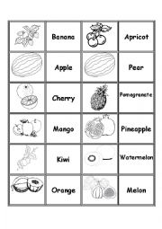 English Worksheet: fruits dominos