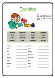 English Worksheet: Opposites