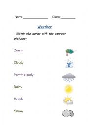 Weather word/picture matching
