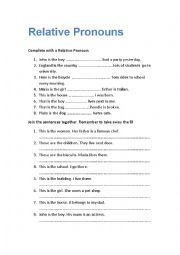 English Worksheet: Relative pronouns