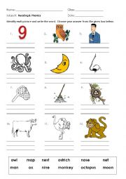 English Worksheet: PHONICS M-O