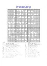 English Worksheet: Family Crossword 
